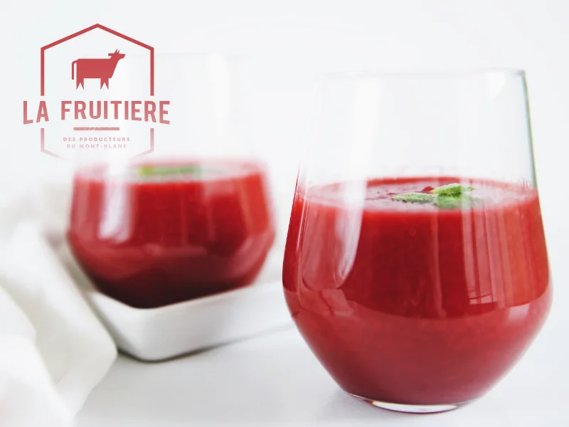 Recette de gazpacho de fraises et Sérac