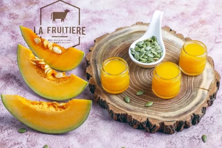 Pots de confiture et tranche de melon